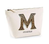 Trousse Marius Lettre Viking | Pochette Toilette Maquillage | Idée Cadeau Prénom Motard Jeux de Rôle Vidéo Anniversaire Oncle Parrain Beau Papa Collègue Départ Retraite Noël