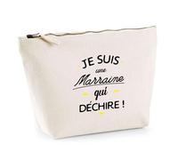 Trousse Marraine Qui Déchire | Pochette Toilette Maquillage | Idée Cadeau Humour Original Noël Anniversaire Baptême Famille Parrainage