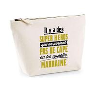 Trousse Marraine Super Héro | Pochette Toilette Maquillage | Idée Cadeau Humour Original Noël Anniversaire Baptême Famille Parrainage