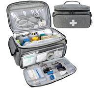 Trousse médicale avec plusieurs compartiments, portable, sac d'urgence vide, pour l'école, les voyages, le camping, la randonnée et les soins à domicile (gris)