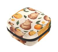 Trousse menstruelle pour filles et femmes, jolies capybaras avec agrumes et serviettes hygiéniques, grande capacité avec fermeture éclair