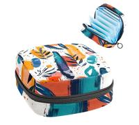 Trousse menstruelle pour filles et femmes, motif floral abstrait dessiné à la main, sac hygiénique, grande capacité avec fermeture éclair