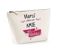 Trousse Merci Amie géniale | Idée Cadeau Anniversaire Noël Amitié Pochette Maquillage Toilette