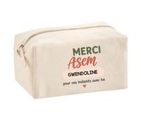 Trousse Merci ASEM Gwendoline pour Ces instants avec toi | Cadeau Fin d'Année Scolaire Atsem ASEM École Maternelle | Cadeau de Remerciement | Trousse Coton Multifonction