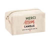 Trousse Merci Atsem Camille pour Ces instants avec toi | Cadeau Fin d'Année Scolaire Atsem ASEM École Maternelle | Cadeau de Remerciement | Trousse Coton Multifonction