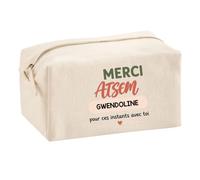 Trousse Merci Atsem Gwendoline pour Ces instants avec toi | Cadeau Fin d'Année Scolaire Atsem ASEM École Maternelle | Cadeau de Remerciement | Trousse Coton Multifonction