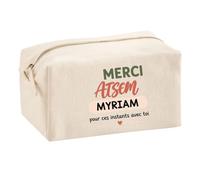 Trousse Merci Atsem Myriam pour Ces instants avec toi | Cadeau Fin d'Année Scolaire Atsem ASEM École Maternelle | Cadeau de Remerciement | Trousse Coton Multifonction