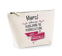 Trousse Merci Auxiliaire de puériculture géniale | Idée Cadeau Collègue Travail Retraite Pochette Maquillage Toilette