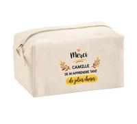 Trousse Merci Camille de m'apprendre Tant de Jolies Choses | Cadeau Fin d'Année Scolaire Maîtresse Nounou Atsem Assmat | Cadeau de Remerciement | Trousse Coton Multifonction