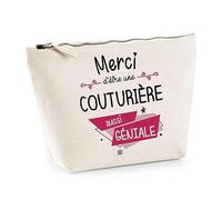 Trousse Merci Couturière géniale | Idée Cadeau Collègue Travail Retraite Pochette Maquillage Toilette