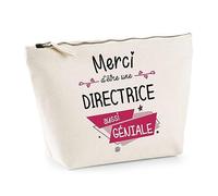 Trousse Merci Directrice géniale | Idée Cadeau Collègue Travail Retraite Pochette Maquillage Toilette
