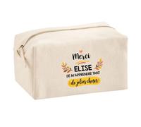 Trousse Merci Elise de m'apprendre Tant de Jolies Choses | Cadeau Fin d'Année Scolaire Maîtresse Nounou Atsem Assmat | Cadeau de Remerciement | Trousse Coton Multifonction
