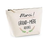Trousse Merci Grand-mère adorée | Idée Cadeau Anniversaire Noël Fête des Grand-Mères Mamie Pochette Maquillage Toilette