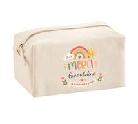 Trousse Merci Gwendoline de m'avoir aidé à Grandir | Cadeau Fin d'Année Scolaire Maîtresse Nounou Atsem Assmat | Cadeau de Remerciement | Trousse Coton Multifonction