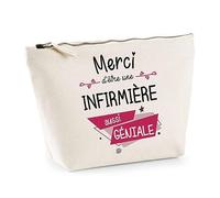 Trousse Merci Infirmière géniale | Idée Cadeau Collègue Travail Retraite Pochette Maquillage Toilette