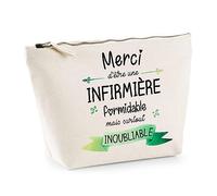 Trousse Merci Infirmière inoubliable | Idée Cadeau Collègue Travail Retraite Pochette Maquillage Toilette