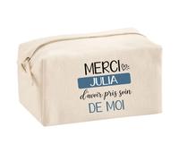 Trousse Merci Julia d'avoir Pris Soin de Moi | Cadeau Fin d'Année Scolaire Maîtresse Nounou Atsem Assmat | Cadeau de Remerciement | Trousse Coton Multifonction