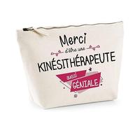 Trousse Merci Kinésithérapeute géniale | Idée Cadeau Collègue Travail Retraite Pochette Maquillage Toilette