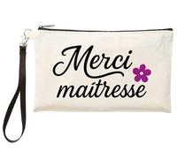 Trousse “Merci Maîtresse” - Cadeau de Fin d’année Scolaire - Pochette maîtresse d’école - Trousse Maquillage ou stylos - TR586