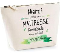 Trousse Merci Maitresse inoubliable | Idée Cadeau Collègue Travail Retraite Pochette Maquillage Toilette