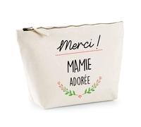 Trousse - Merci Mamie adorée - Pochette en Coton - 28cm x 19cm - Idée Cadeau Anniversaire