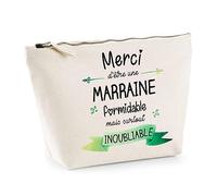 Trousse Merci Marraine inoubliable | Idée Cadeau Anniversaire Noël Famille Pochette Maquillage Toilette