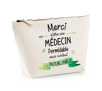 Trousse - Merci Médecin - Pochette en Coton - 28cm x 19cm x 9cm - Idée Cadeau Retraite