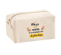 Trousse Merci Muriel de m'apprendre Tant de Jolies Choses | Cadeau Fin d'Année Scolaire Maîtresse Nounou Atsem Assmat | Cadeau de Remerciement | Trousse Coton Multifonction