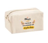 Trousse Merci Nathalie de m'apprendre Tant de Jolies Choses | Cadeau Fin d'Année Scolaire Maîtresse Nounou Atsem Assmat | Cadeau de Remerciement | Trousse Coton Multifonction