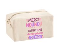 Trousse Merci Nounou Joséphine d'avoir Pris Soin de Moi | Cadeau Fin d'Année Scolaire Nounou Assmat Assistante Maternelle Crèche | Cadeau de Remerciement | Trousse Coton Multifonction