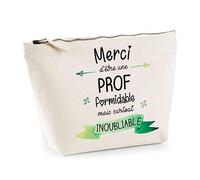 Trousse Merci Prof inoubliable | Idée Cadeau Collègue Travail Retraite Pochette Maquillage Toilette