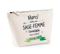 Trousse Merci Sage-Femme inoubliable | Idée Cadeau Collègue Travail Retraite Pochette Maquillage Toilette
