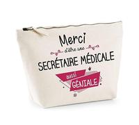 Trousse Merci Secrétaire médicale géniale | Idée Cadeau Collègue Travail Retraite Pochette Maquillage Toilette