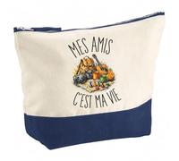 Trousse Mes Amis C'est Ma Vie | Grand Format Trousse de Toilette Vanity Maquillage | Idée Cadeau Femme Homme Anniversaire Noël | Coton Imprimé en Bretagne
