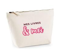Trousse Mes Livres Moi - Pouch Case - Idée Trousse Rangement Cadeau Anniversaire Fête Original Famille Travail Départ Collègue Retraite Noël. - Bordeaux&Rose - 2