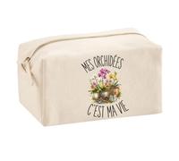 Trousse Mes Orchidées C'est Ma Vie | Trousse Scolaire Voyage Maquillage Multifonction | Idée Cadeau Homme Femme Anniversaire Noël | Coton Imprimé en Bretagne