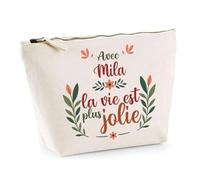 Trousse Mila la Vie est Plus Jolie | Pochette Maquillage Make-up Toilette Cadeau Fête des Mères Anniversaire Soeur Noël Tata Marraine