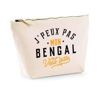 Trousse Mon Bengal ne Veut Pas | Pochette Toilette Maquillage | Idée Cadeau Propriétaire Chat Humour Drôle Marrant Original Anniversaire