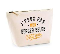Trousse Mon Berger Belge ne Veut Pas | Pochette Toilette Maquillage | Idée Cadeau Propriétaire Chien Humour Drôle Marrant Original Anniversaire