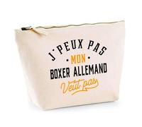 Trousse Mon Boxer Allemand ne Veut Pas | Pochette Toilette Maquillage | Idée Cadeau Propriétaire Chien Humour Drôle Marrant Original Anniversaire