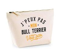 Trousse Mon Bull Terrier ne Veut Pas | Pochette Toilette Maquillage | Idée Cadeau Propriétaire Chien Humour Drôle Marrant Original Anniversaire