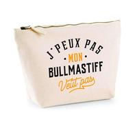 Trousse Mon Bullmastiff ne Veut Pas | Pochette Toilette Maquillage | Idée Cadeau Propriétaire Chien Humour Drôle Marrant Original Anniversaire