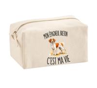 Trousse Mon Épagneul Breton C'est Ma Vie | Trousse Scolaire Voyage Maquillage Multifonction | Idée Cadeau Homme Femme Anniversaire Noël | Coton Imprimé en Bretagne