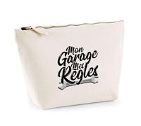 Trousse Mon Garage Mes Règles | Pochette Toilette Maquillage | Idée Cadeau Garagiste Humour Mécanique Voiture Drôle Original Garage