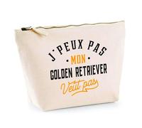 Trousse Mon Golden Retriever ne Veut Pas | Pochette Toilette Maquillage | Idée Cadeau Propriétaire Chien Humour Drôle Marrant Original Anniversaire