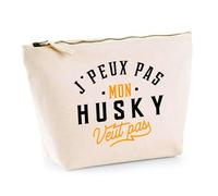Trousse Mon Husky ne Veut Pas | Pochette Toilette Maquillage | Idée Cadeau Propriétaire Chien Humour Drôle Marrant Original Anniversaire