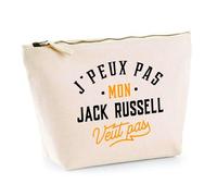 Trousse Mon Jack Russel ne Veut Pas | Pochette Toilette Maquillage | Idée Cadeau Propriétaire Chien Humour Drôle Marrant Original Anniversaire