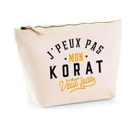 Trousse Mon Korat ne Veut Pas | Pochette Toilette Maquillage | Idée Cadeau Propriétaire Chat Humour Drôle Marrant Original Anniversaire