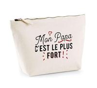 Trousse Mon Papa Le Plus Fort | Pochette Toilette Maquillage | Idée Cadeau Père Humour Original Noël Anniversaire Fête des Pères Famille Amour Naissance Retraite