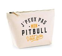 Trousse Mon Pitbull ne Veut Pas | Pochette Toilette Maquillage | Idée Cadeau Propriétaire Chien Humour Drôle Marrant Original Anniversaire
